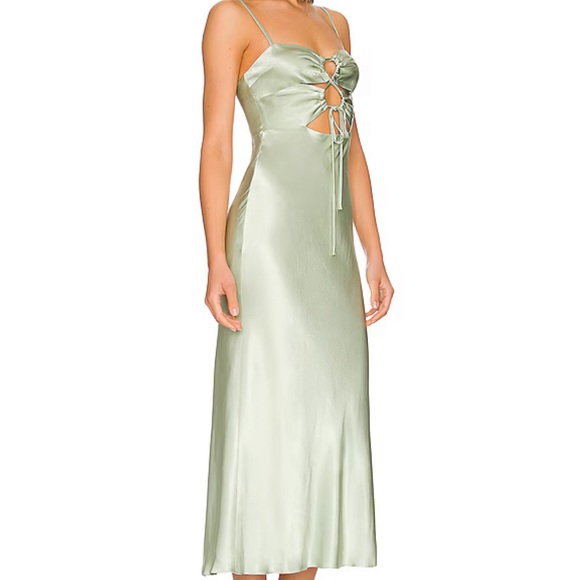 Shona Joy Felicity Lace Up Midi Dress in Thyme - Picture 2 of 8